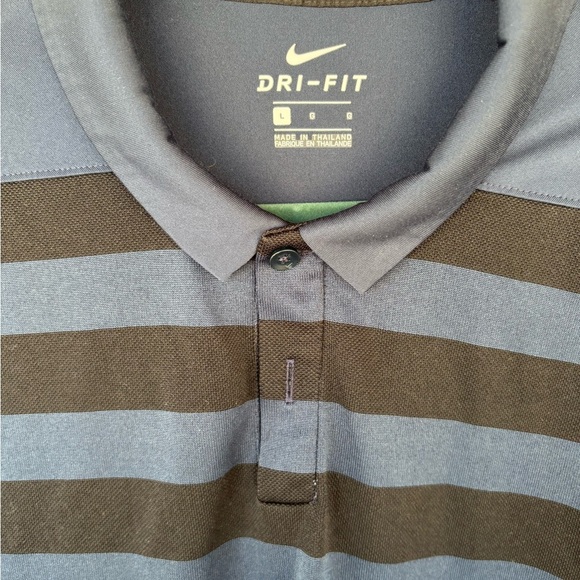 Nike Blue and Black Striped Polo Shirt - Picture 2 of 4